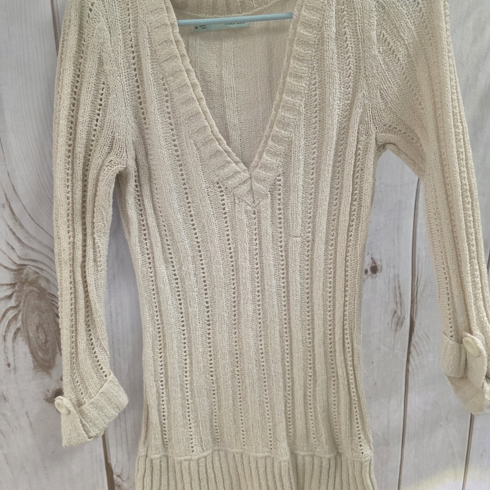 Maurices Cream Knit V-Neck Sweater